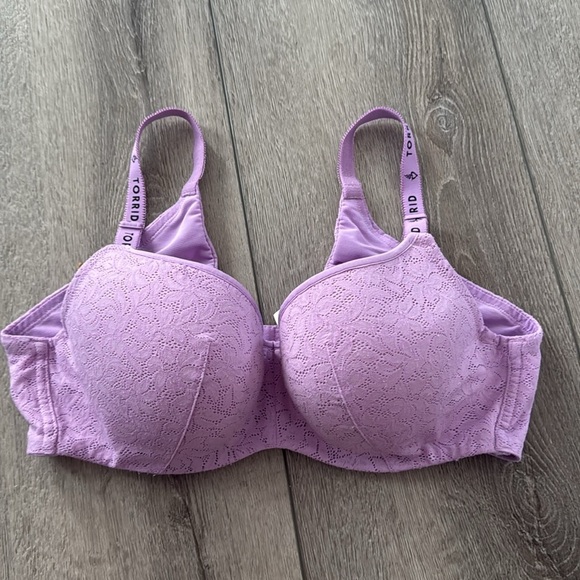Torrid Lightly Lined Full Coverage Balconette Lace Bra Purple 38c - Picture 3 of 4